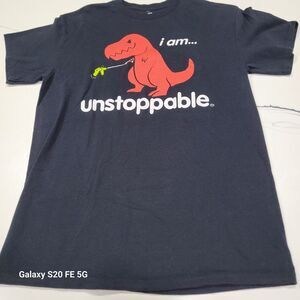 Goodie Two Sleeves "I Am Unstoppable" T-Rex T-Shirt Men's M Black Funny B20